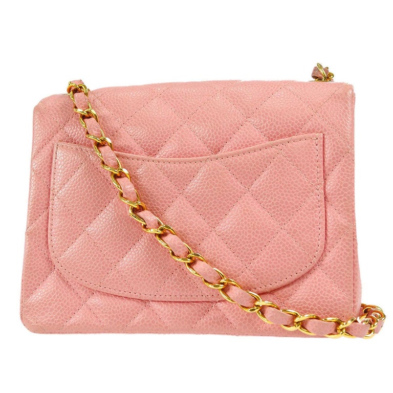 Chanel Classic Flap Mini Square Chain handbag Pink Caviar 96634 For Sale at  1stDibs