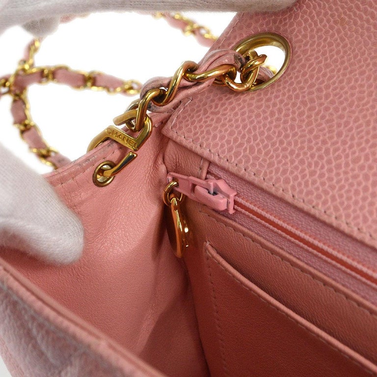 Chanel Classic Flap Mini Square Chain Shoulder Bag Pink Caviar 96634 For  Sale at 1stDibs
