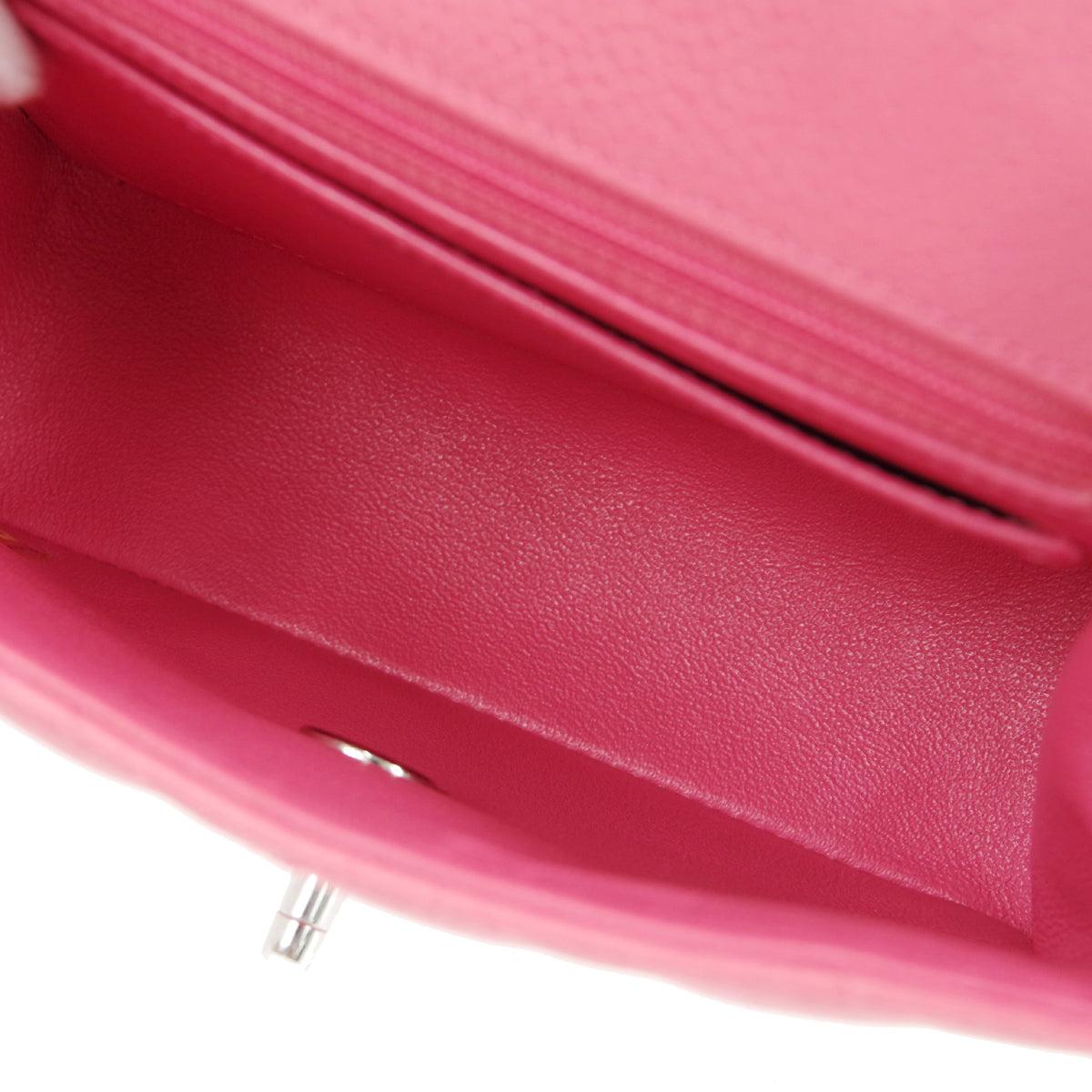 Chanel Classic Flap Mini Square Chain Shoulder Bag Pink Caviar For Sale 6