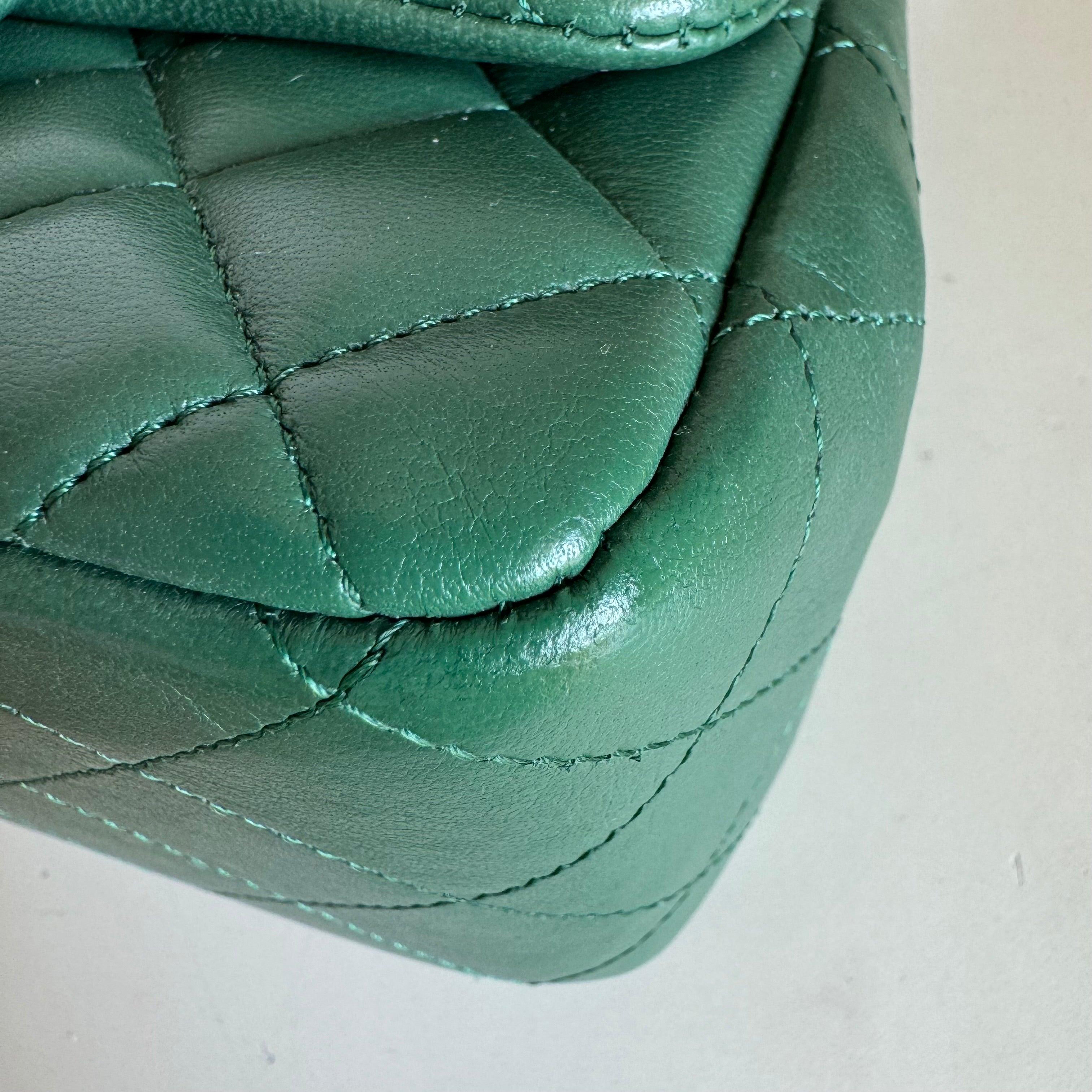 Chanel Classic Flap Mini Square Dark Green Lambskin Crossbody Bag Full Set, 2019 5