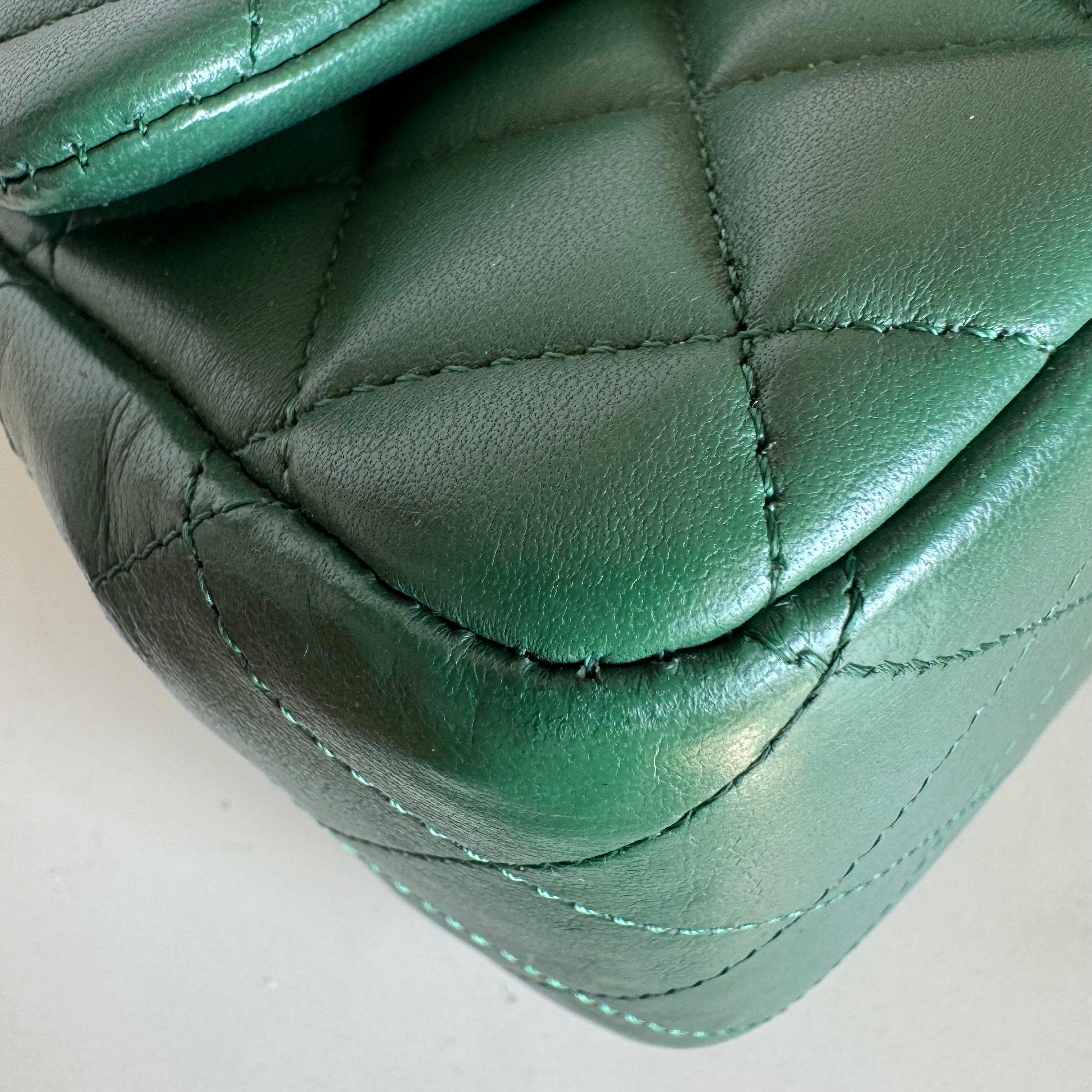 Chanel Classic Flap Mini Square Dark Green Lambskin Crossbody Bag Full Set, 2019 9