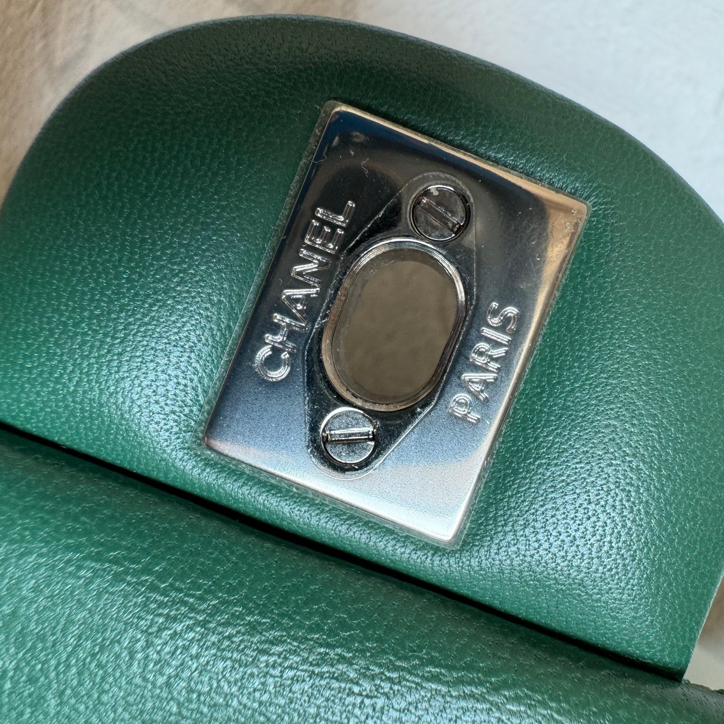 Chanel Classic Flap Mini Square Dark Green Lambskin Crossbody Bag Full Set, 2019 11
