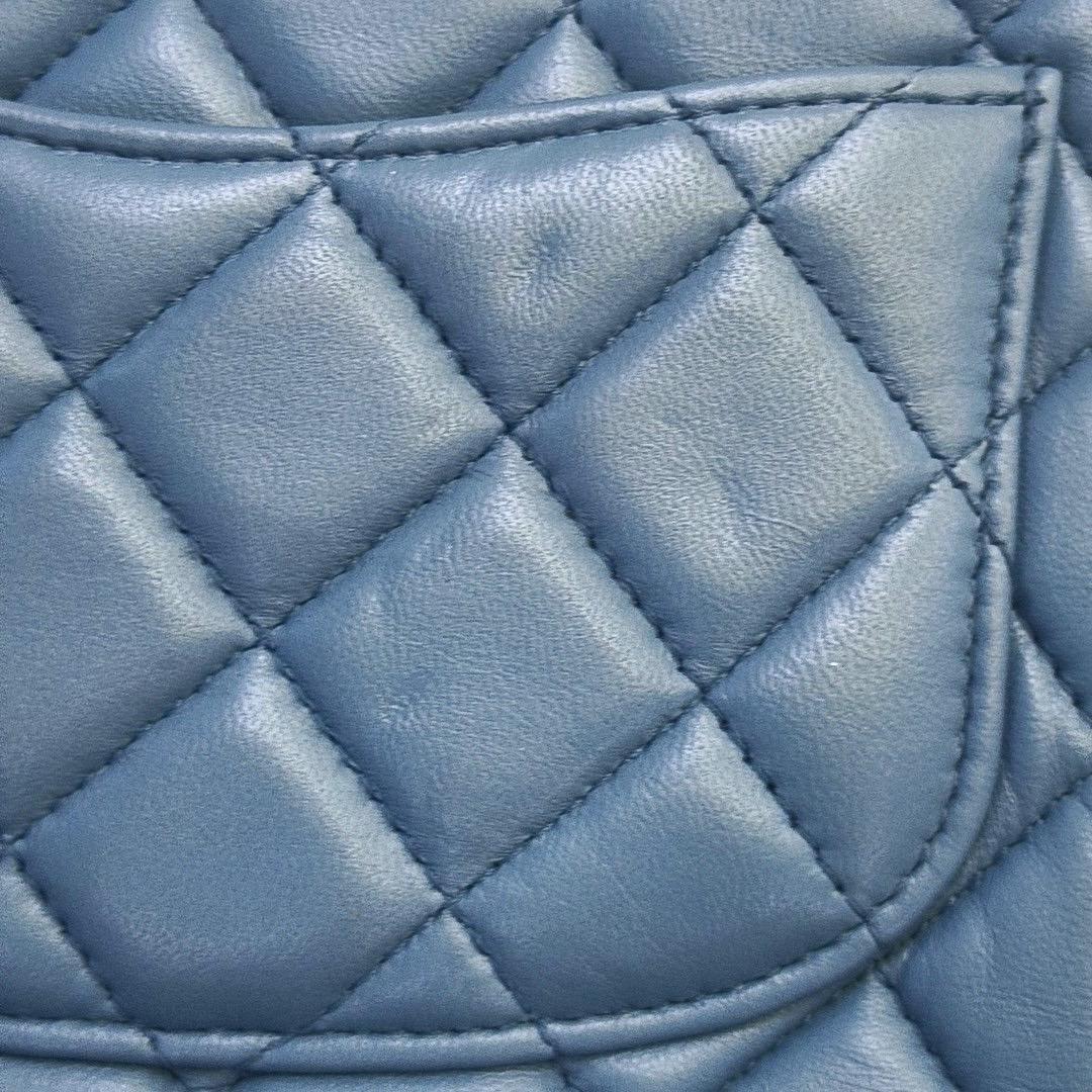 Chanel Classic Flap Mini Square Misty Blue Grey Lammfell Crossbody Tasche, 2012-201 im Angebot 4