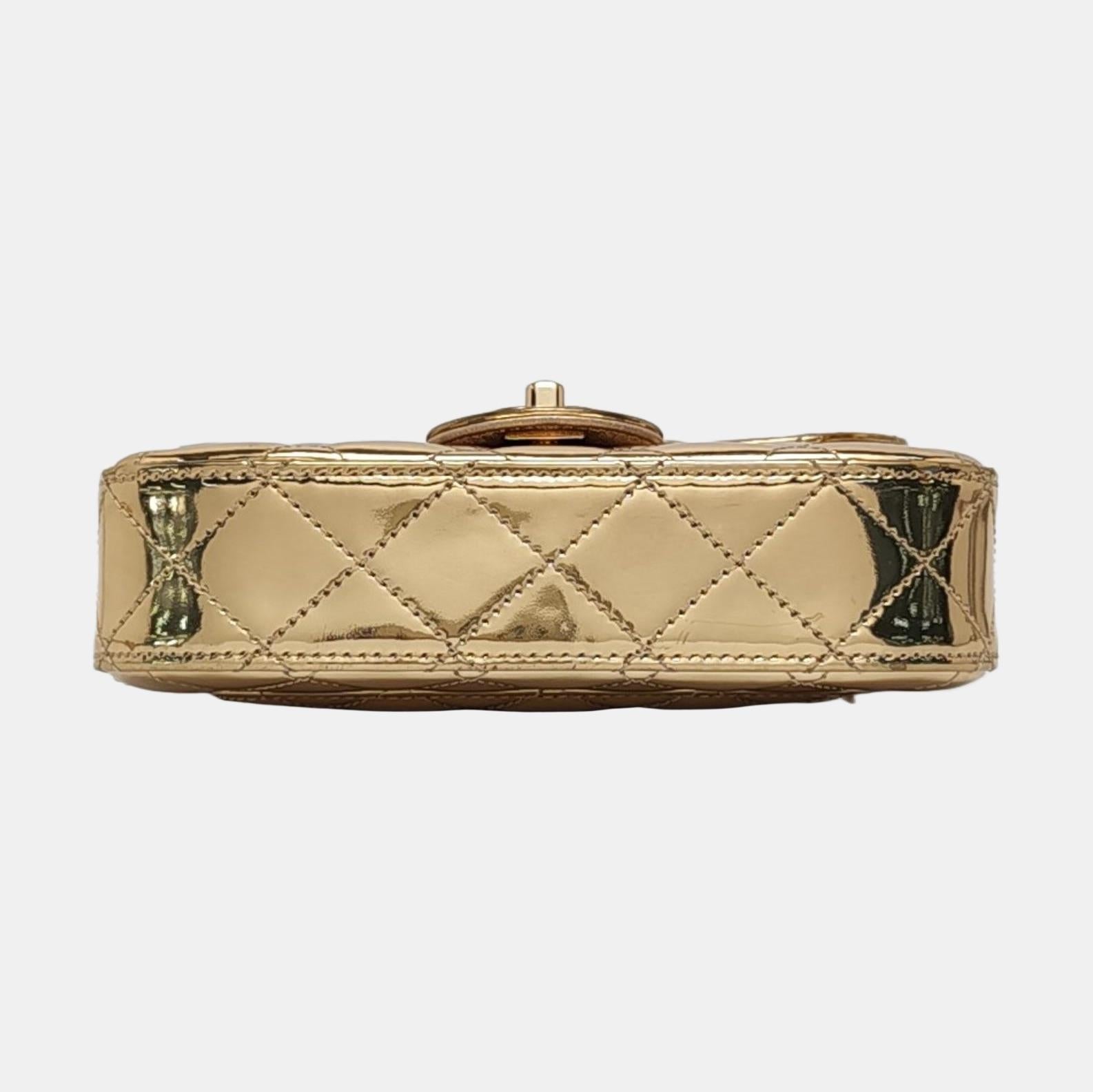 Chanel Classic Flap Mini Square Star Geldbörse Gold Patent Kalbsleder Spiegel G im Angebot 2