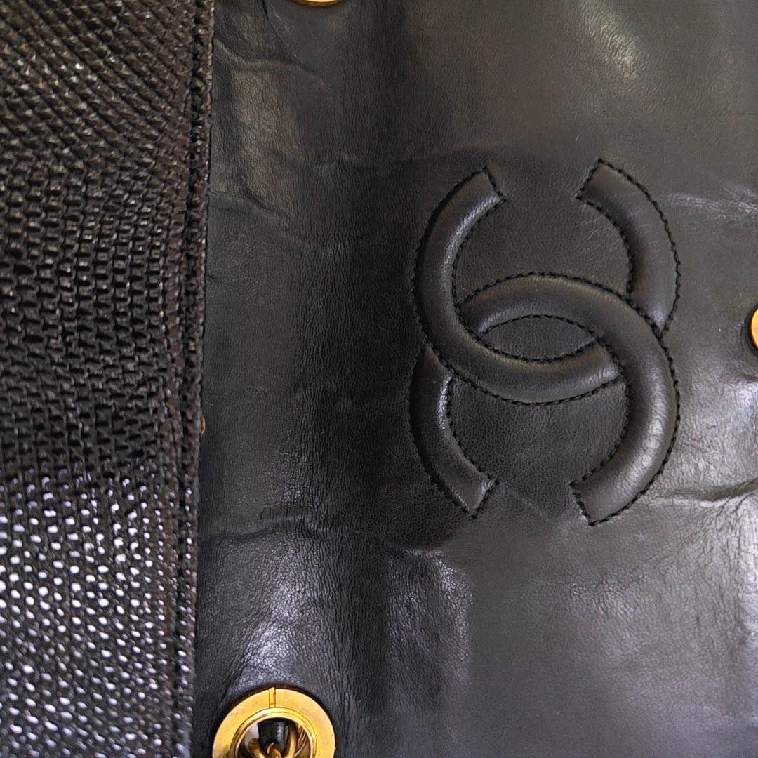 Chanel Classic Flap Mini Vintage Black Embossed Leather Gem CC Buckle Cro For Sale 4