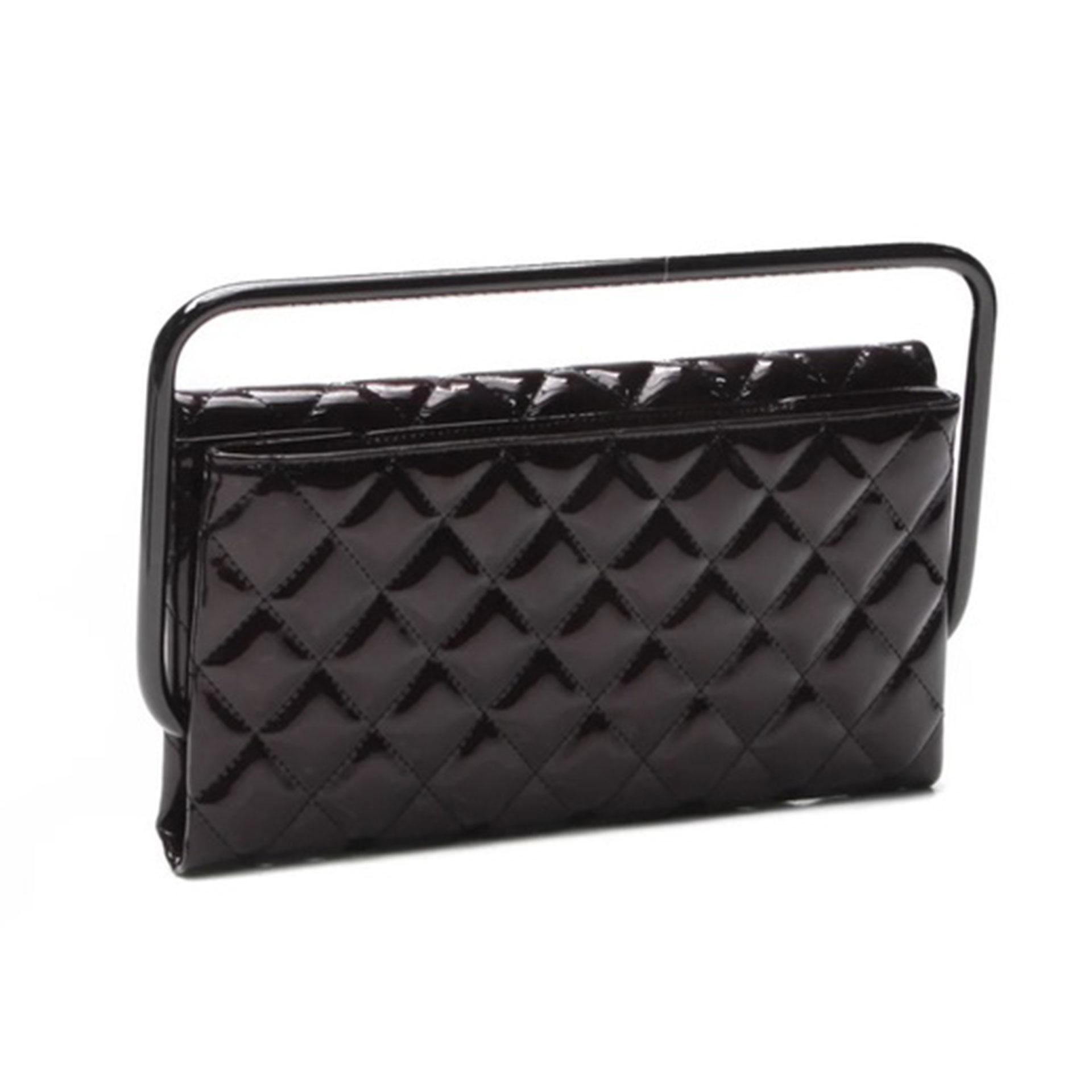 Chanel Classic Flap Patent Black Frame Clutch For Sale 3