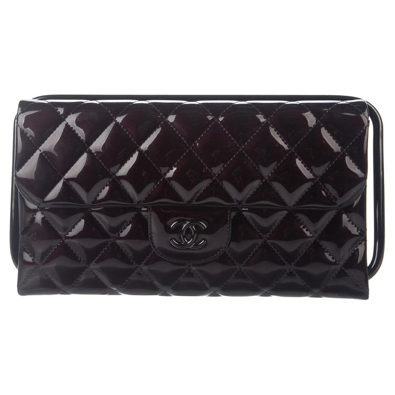 Chanel Classic Flap Patent Black Frame Clutch