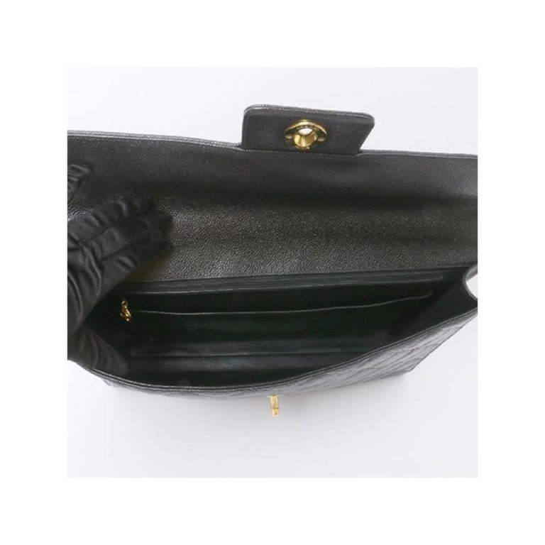 Chanel Classic Flap Portfolio Caviar Briefcase Black Leather