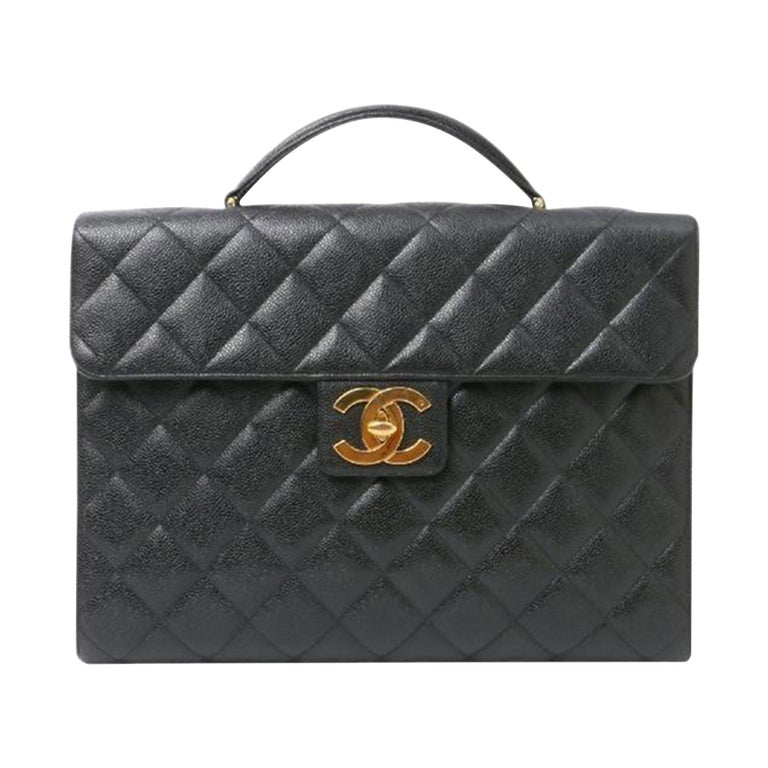 Chanel Classic Flap Portfolio Caviar Briefcase Black Leather Laptop Bag ...