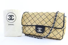 Chanel Classic Flap Quilted 14cr0702 Beige Straw Messenger Bag