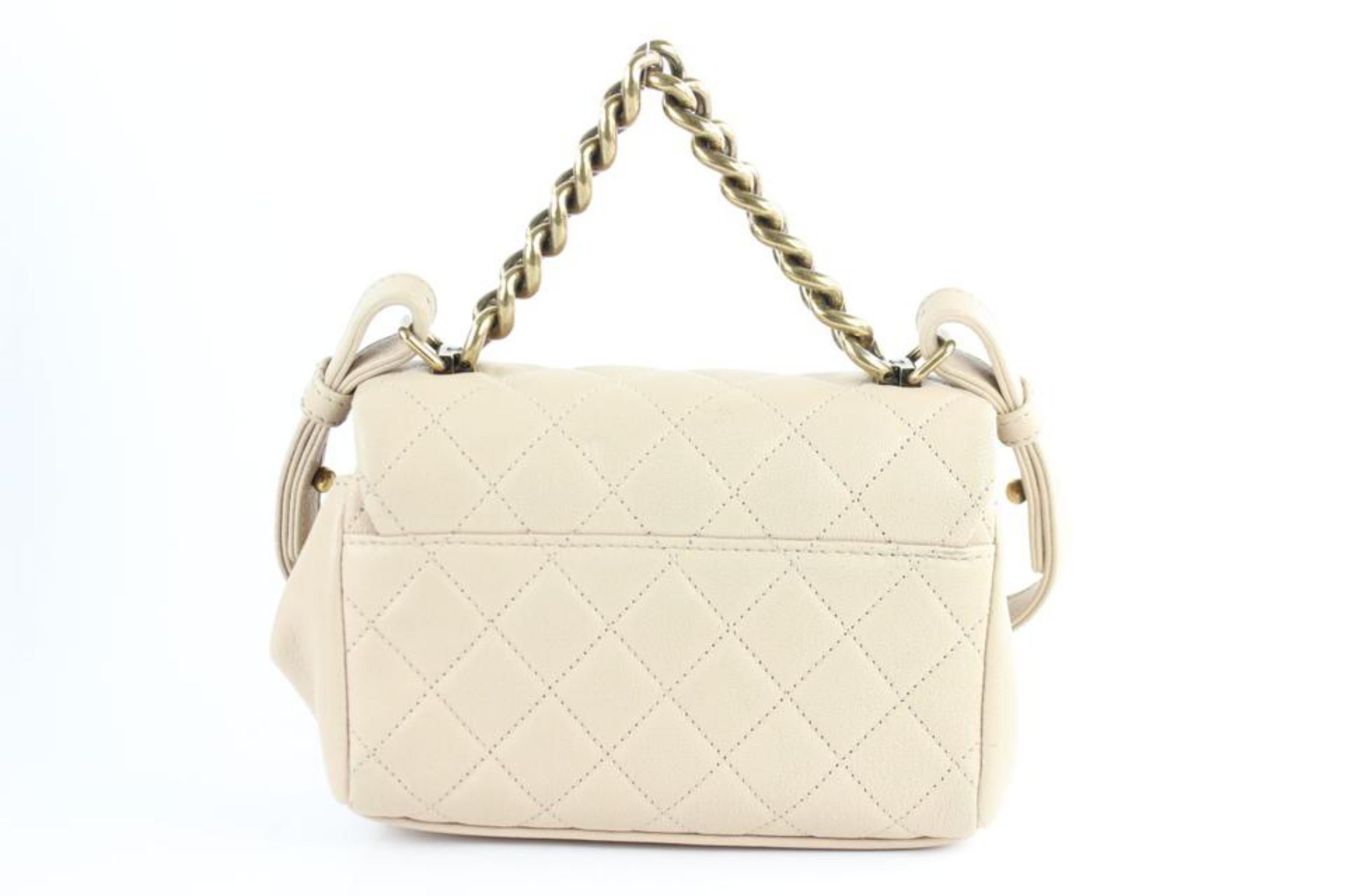 Chanel Classic Flap Quilted 2way Mini 2ce0110 Beige Leather Cross Body Bag For Sale 6