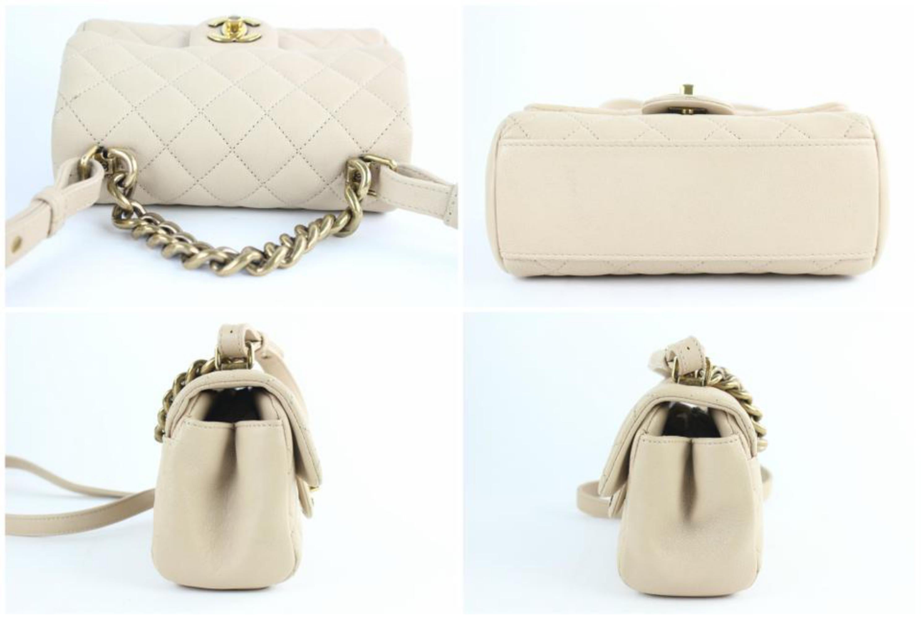 Chanel Classic Flap Quilted 2way Mini 2ce0110 Beige Leather Cross Body Bag For Sale 3