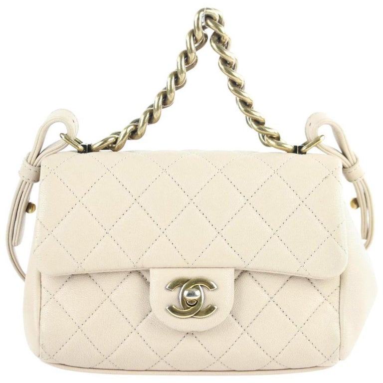 Chanel Classic Flap Quilted 2way Mini 2ce0110 Beige Leather Cross Body ...