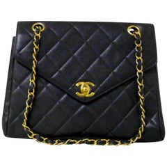 Chanel Classic Flap Quilted Caviar Pointed 228308 Black Leather Shoulder Bag