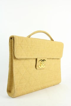 Chanel Classic Flap Quilted Jumbo Attache 212197 Beige Laptop Bag