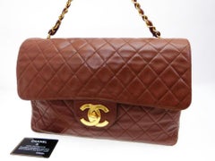 Chanel Classic Flap Quilted Maxi 226789 Dark Brown Leather Shoulder Bag