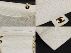 Chanel Classic Flap Quilted Medium 228478 White Leather Shoulder Bag