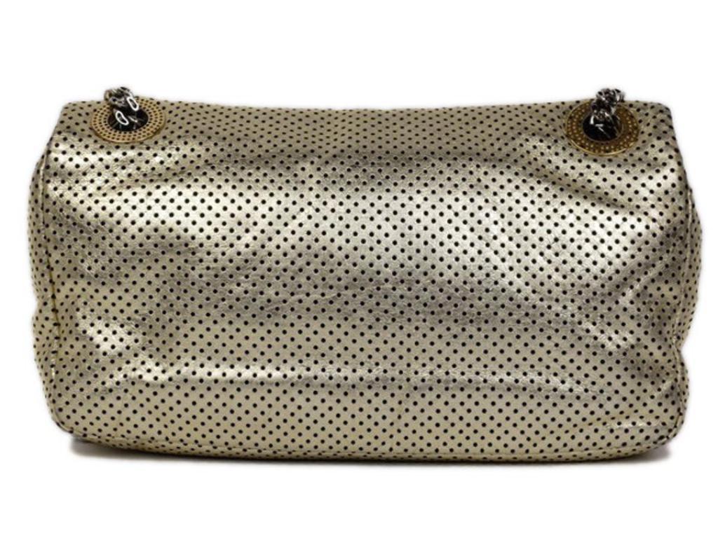 Chanel Classic Flap ( Rare ) Perforated Drill 215368 Gold Leather Shoulder Bag For Sale 4