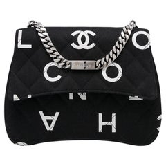 Chanel 1997 Retro Rare Letters Nameplate Kelly Top Handle Classic Flap Bag 