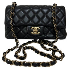 Chanel Classic Flap Rectangular Mini 2014 Black Lambskin Leather Gold Hardware