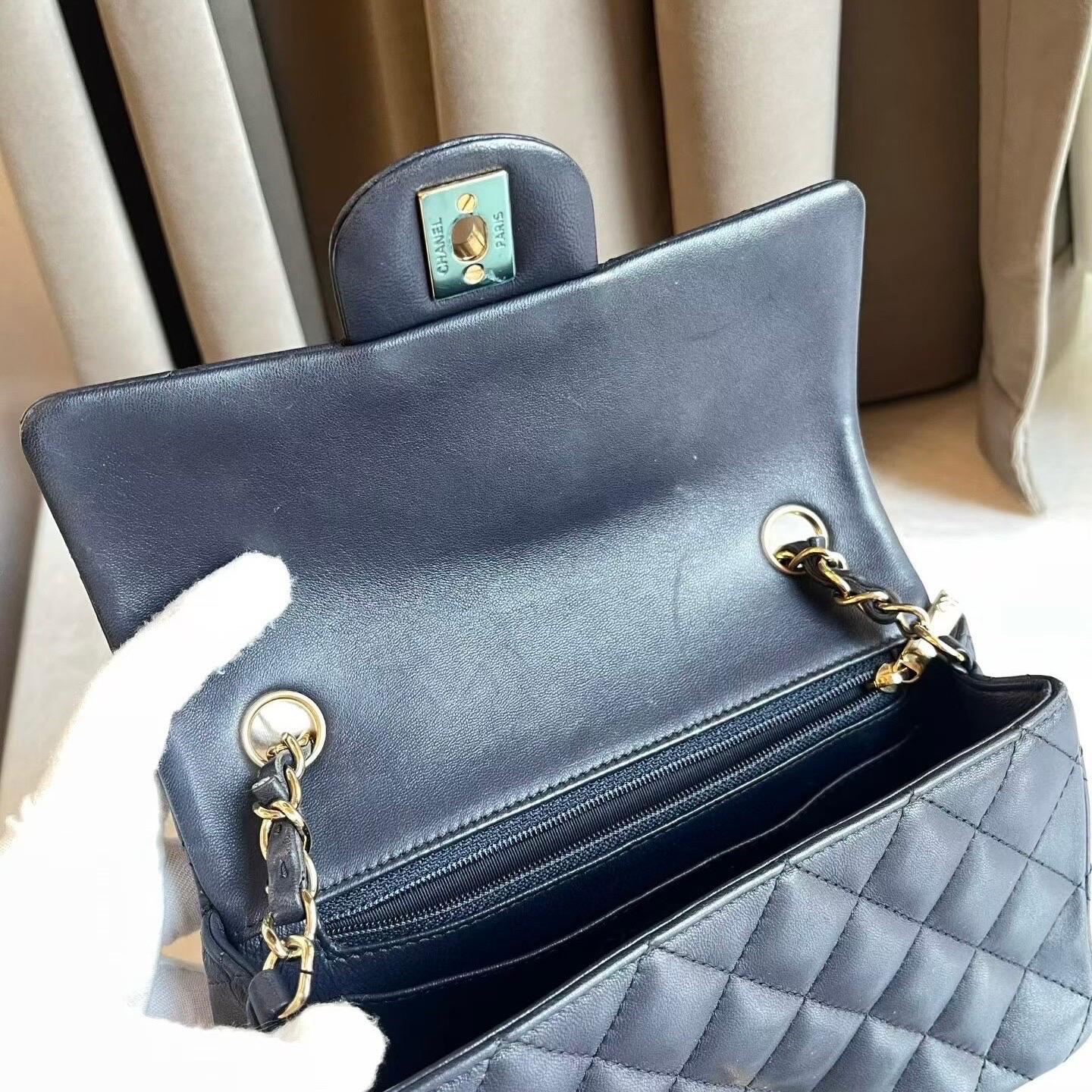 Chanel Classic Flap Rectangular Mini 2015 Navy La… - image 7
