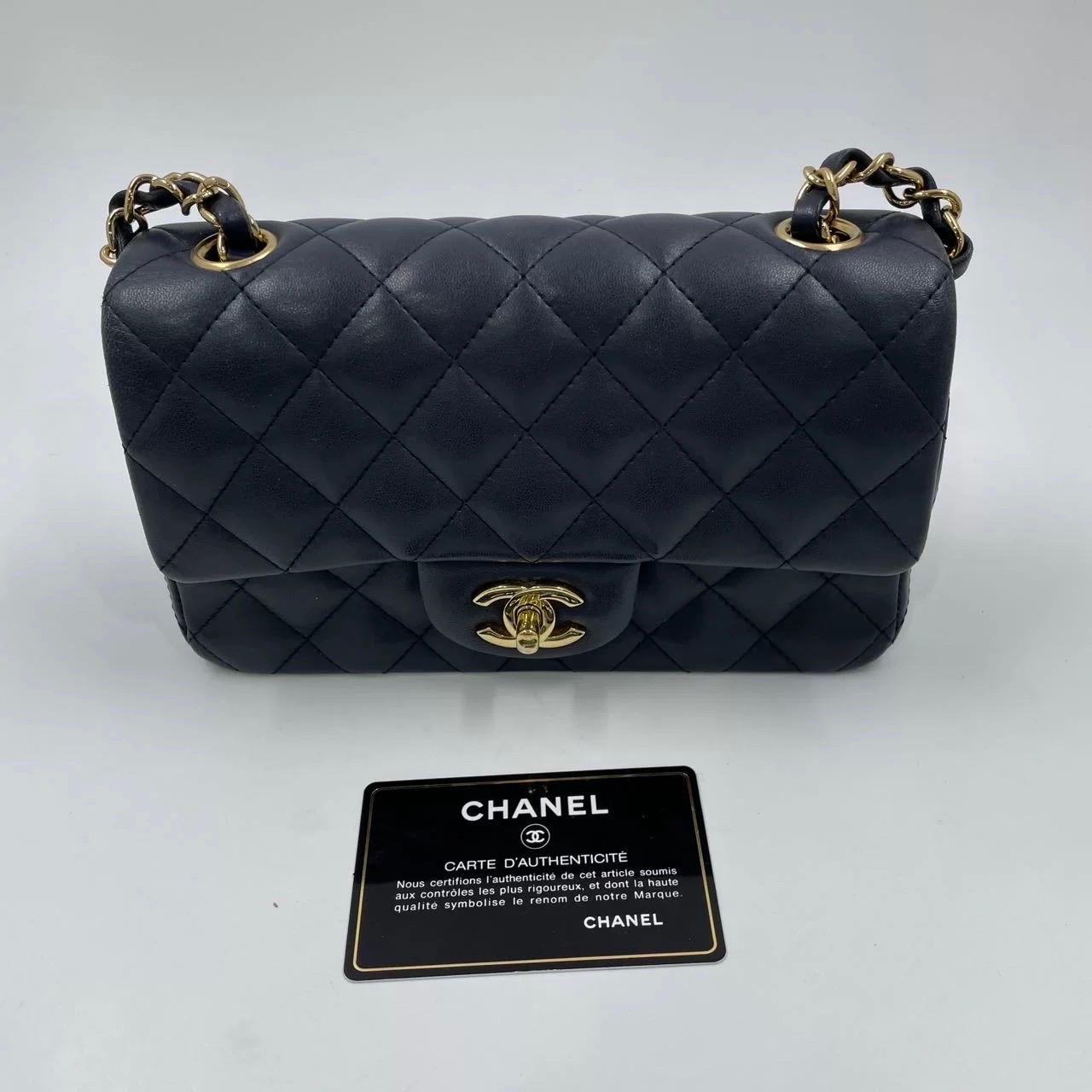 Chanel Classic Flap Rectangular Mini 2015 Navy La… - image 9