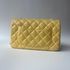 Chanel Classic Flap Rectangular Mini 2016 Yellow Lambskin Leather Gold Hardware