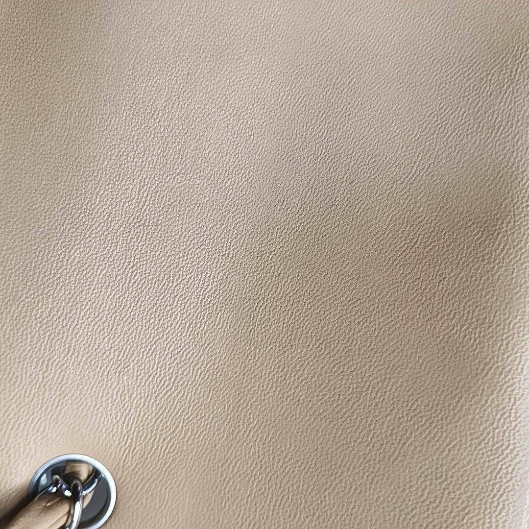 Chanel Classic Flap rectangulaire Mini Beige Lambskin Silver Hardware 2018 en vente 1