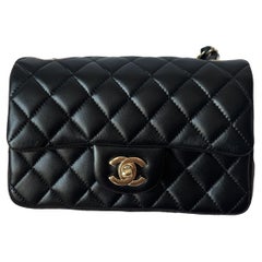 Chanel Classic Flap Rectangular Mini Black Lambskin Leather Gold Hardware, 2016-