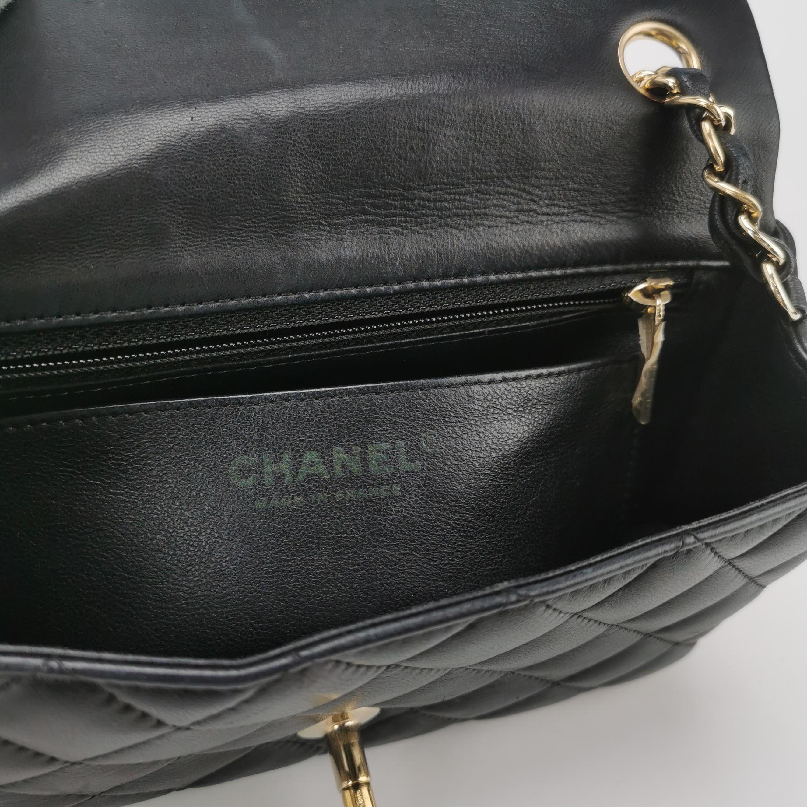 Chanel Classic Flap Rectangular Mini Black Lambskin Leather Gold HW 2016-17 For Sale 3