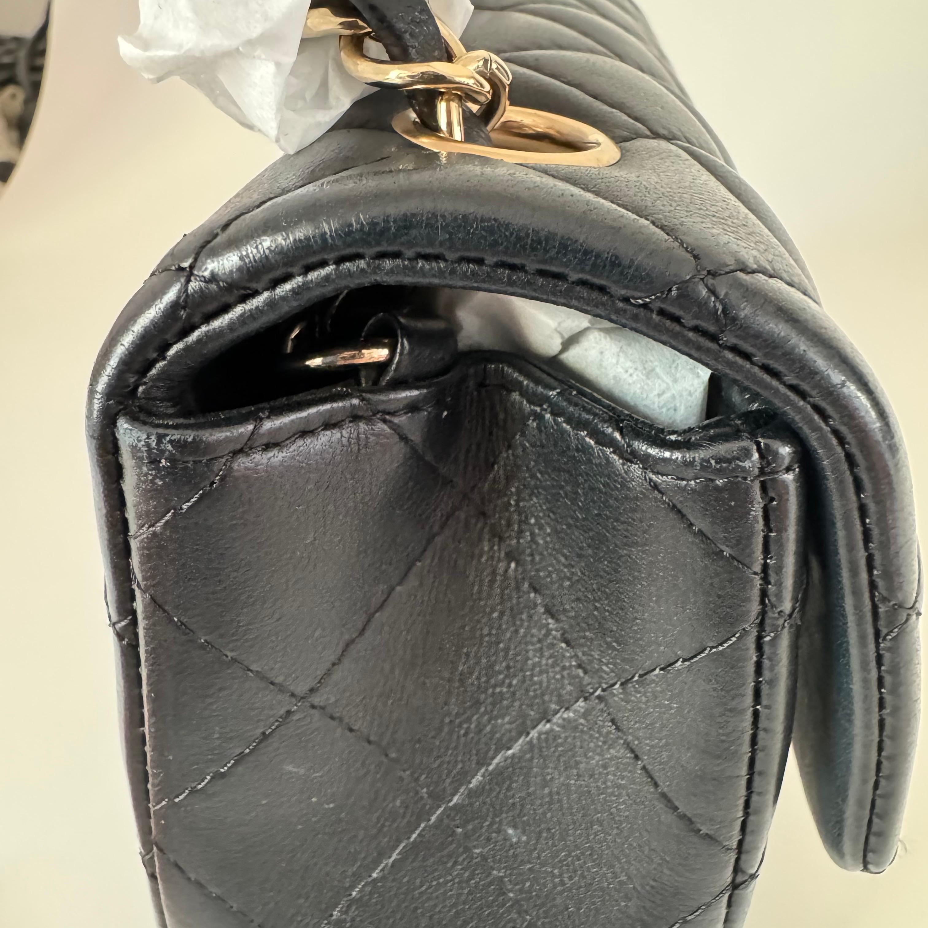 Chanel Classic Flap Rectangular Mini Black Lambskin Leather Gold HW 2016-17 For Sale 5