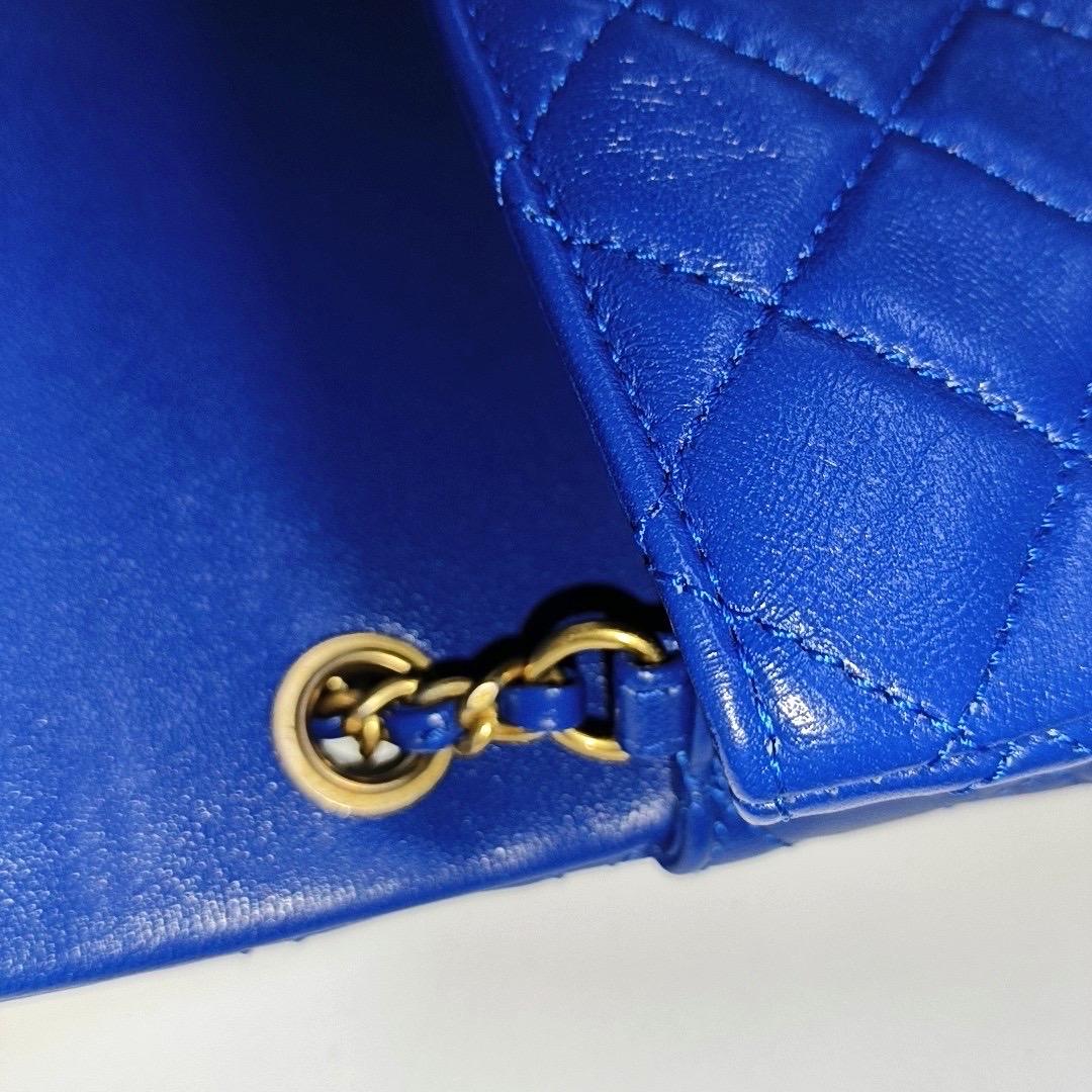 Chanel Classic Flap Rectangular Mini Blue Lambskin Pearl Crush Gold Ball 2