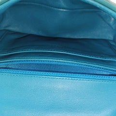 Chanel Classic Flap Rectangular Mini Blue Patent Leather Silver Hardware