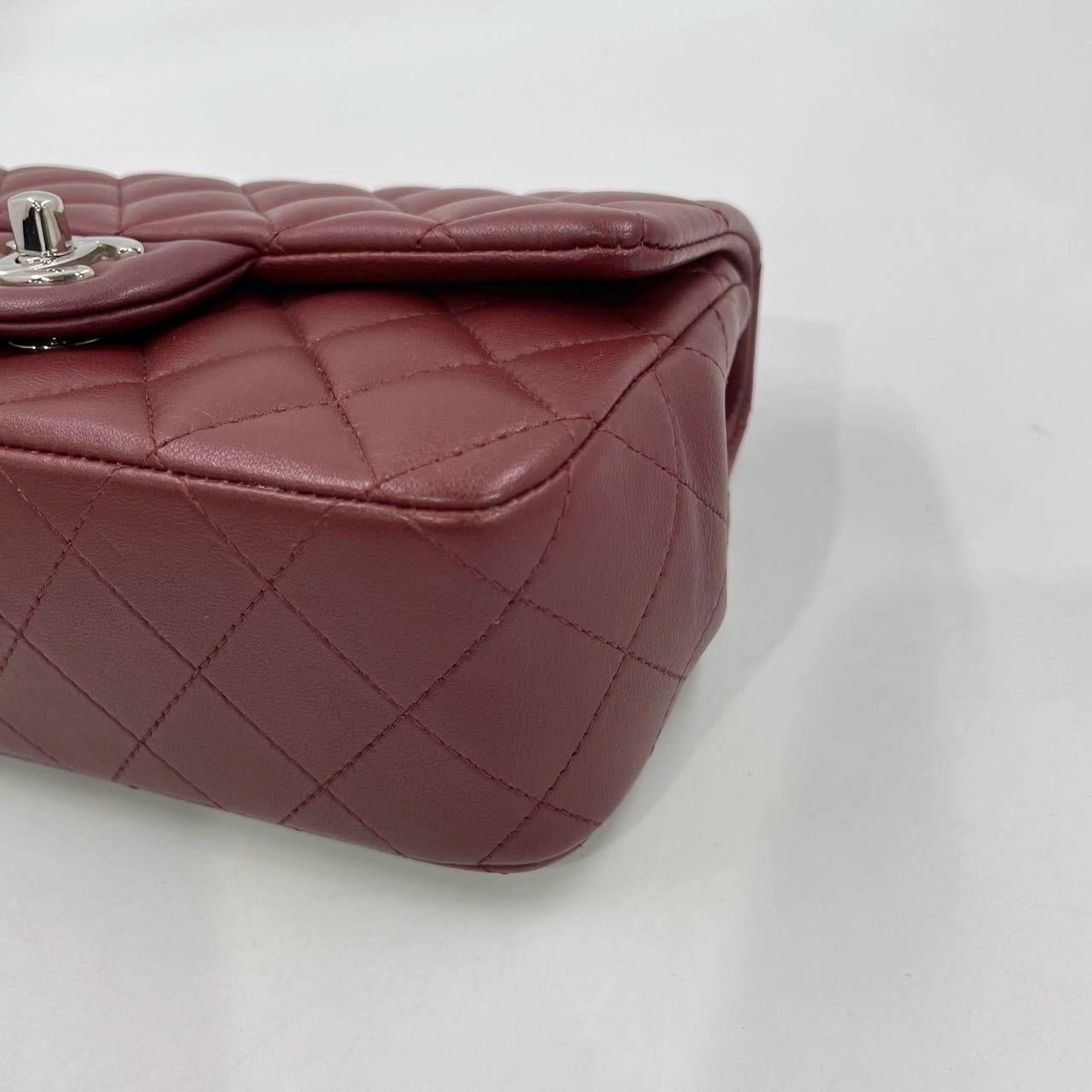 Chanel Classic Flap Rectangular Mini Burgundy Lambskin Silver HW, 2019 7