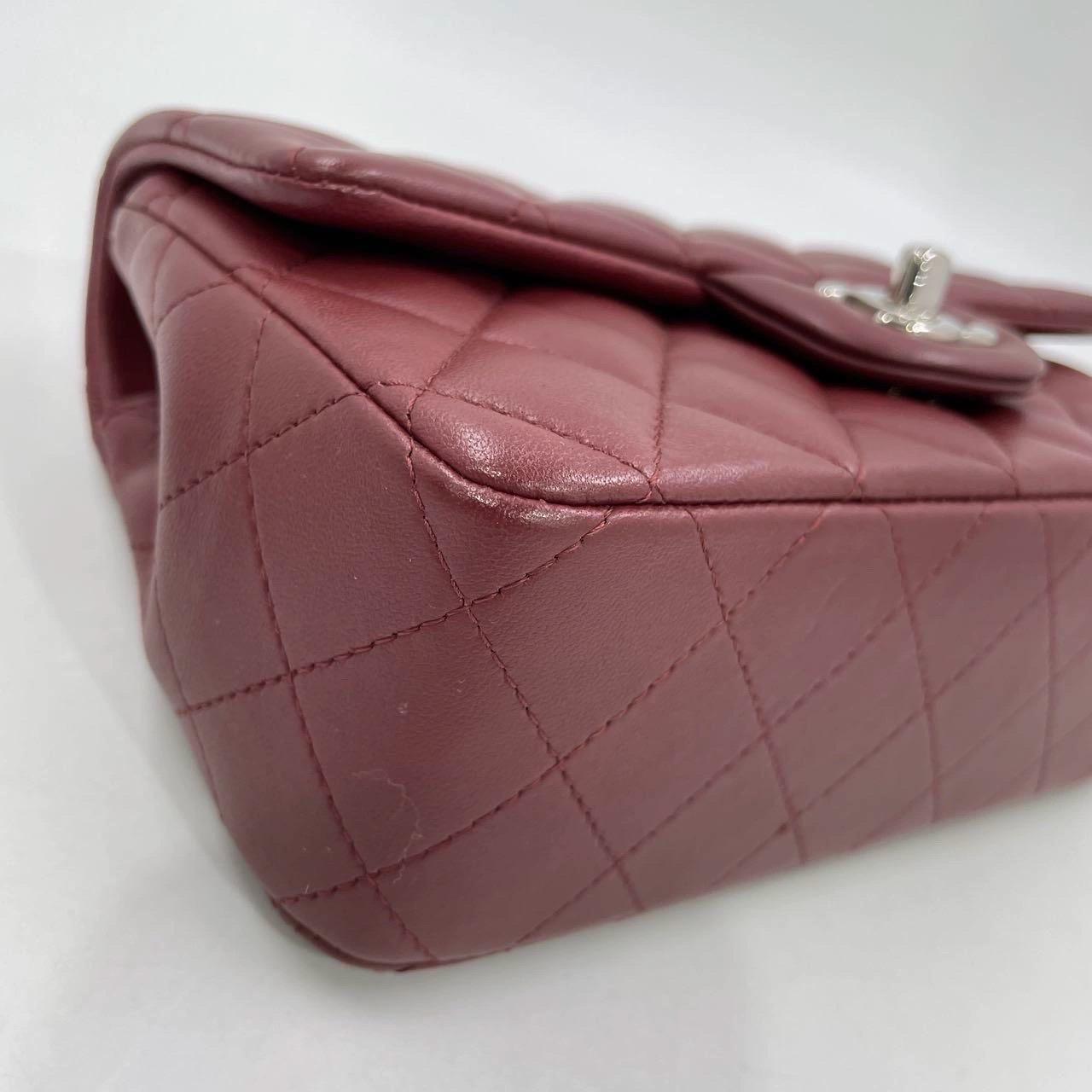 Chanel Classic Flap Rectangular Mini Burgundy Lambskin Silver HW, 2019 8
