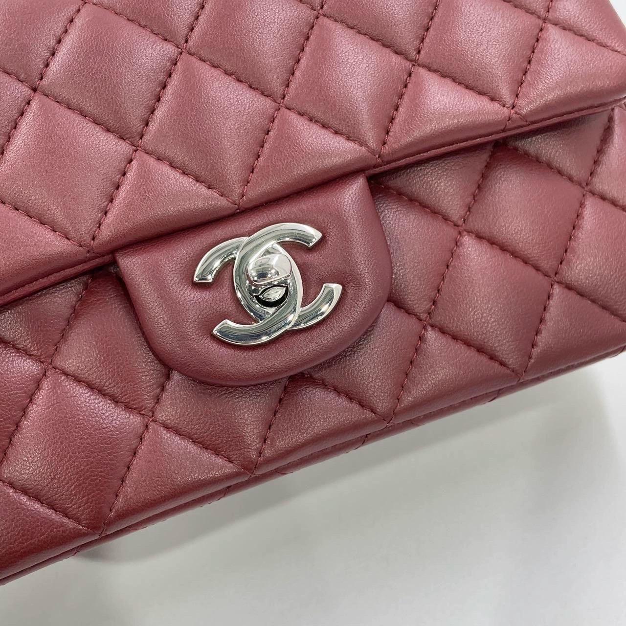 Chanel Classic Flap Rectangular Mini Burgundy Lambskin Silver HW, 2019 9