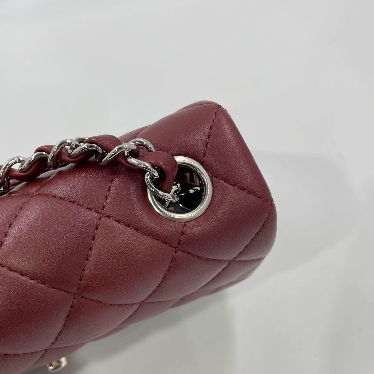 Chanel Classic Flap Rectangular Mini Burgundy Lambskin Silver HW, 2019 10