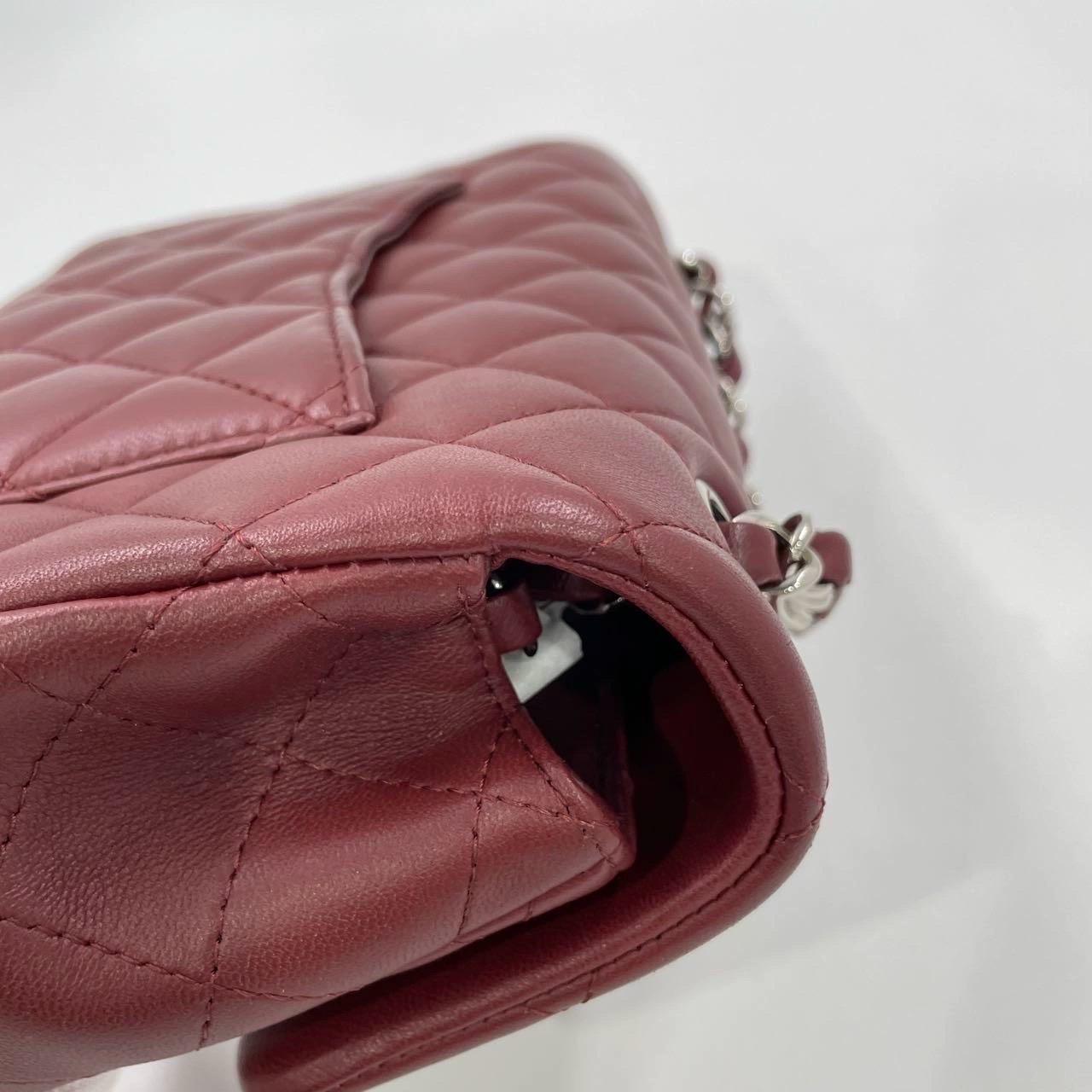 Chanel Classic Flap Rectangular Mini Burgundy Lambskin Silver HW, 2019 11