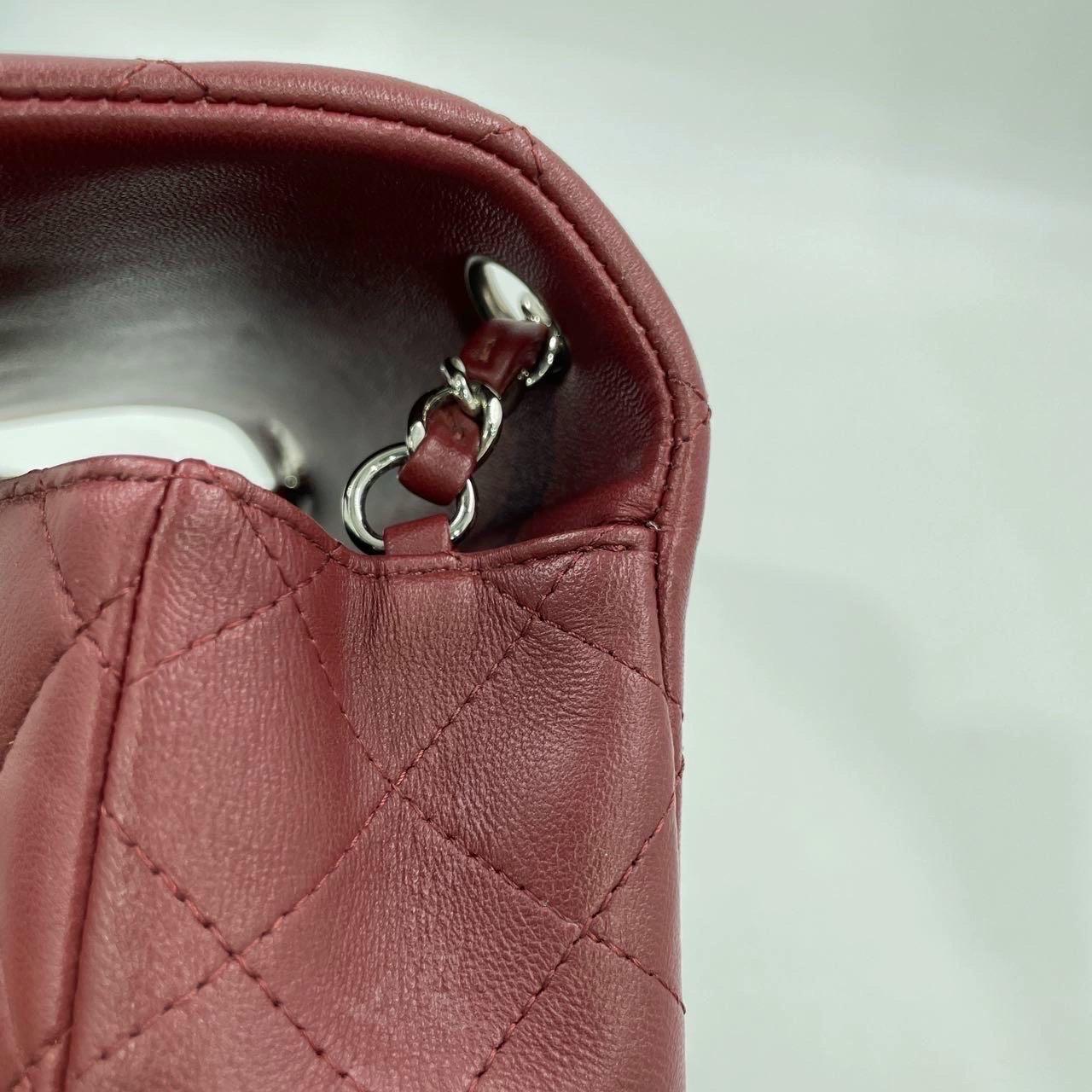 Chanel Classic Flap Rectangular Mini Burgundy Lambskin Silver HW, 2019 14
