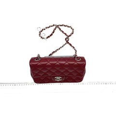 Chanel Classic Flap Rectangular Mini Burgundy Lambskin Silver HW, 2019