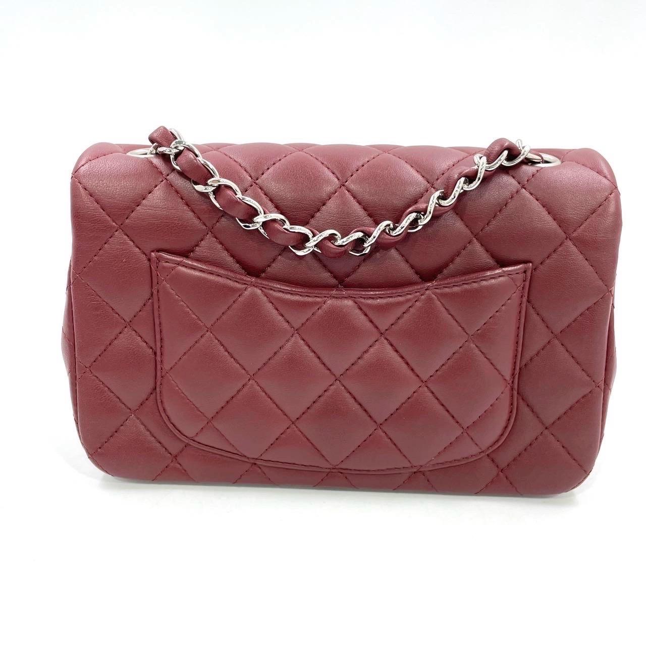 Brown Chanel Classic Flap Rectangular Mini Burgundy Lambskin Silver HW, 2019