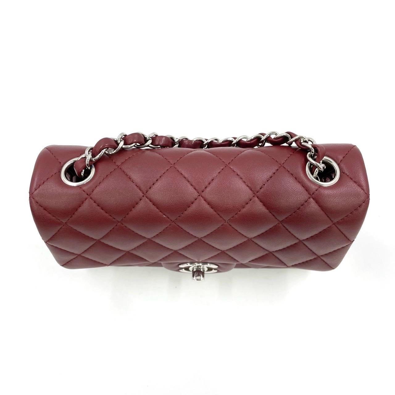 Chanel Classic Flap Rectangular Mini Burgundy Lambskin Silver HW, 2019 2