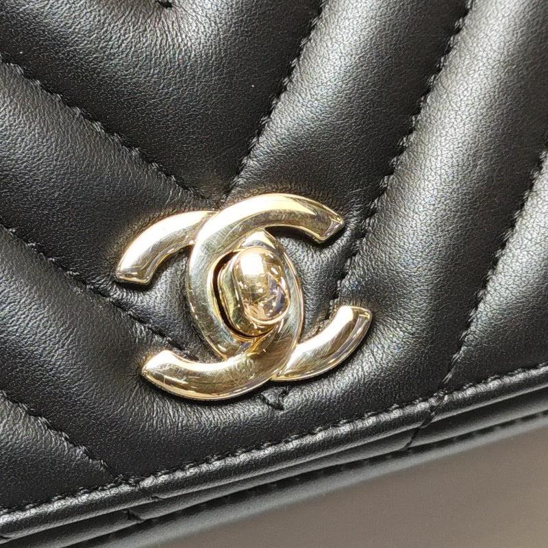 Chanel Classic Flap Rectangular Mini Chevron Quilted Calfskin Leather Black 6