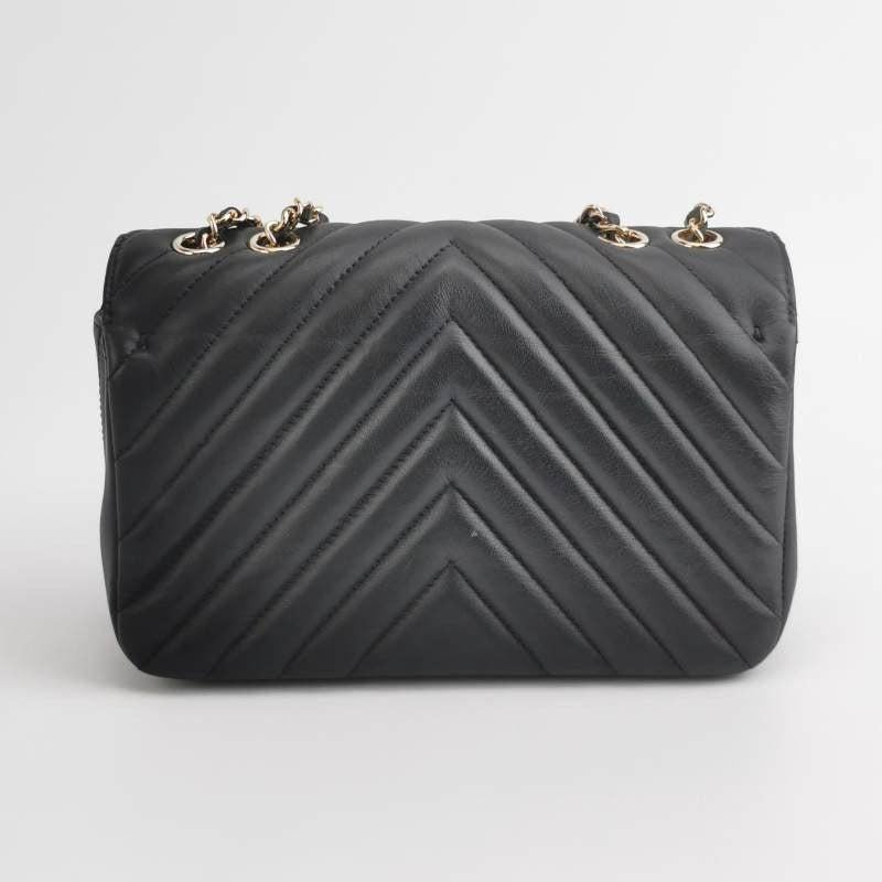 Chanel Classic Flap Rectangular Mini Chevron Quilted Calfskin Leather Black
  These are professional photos of the actual bag offered by Luxbags.
  Crafted from high quality calfskin leather in classic black color, accented with gold-tone hardware,