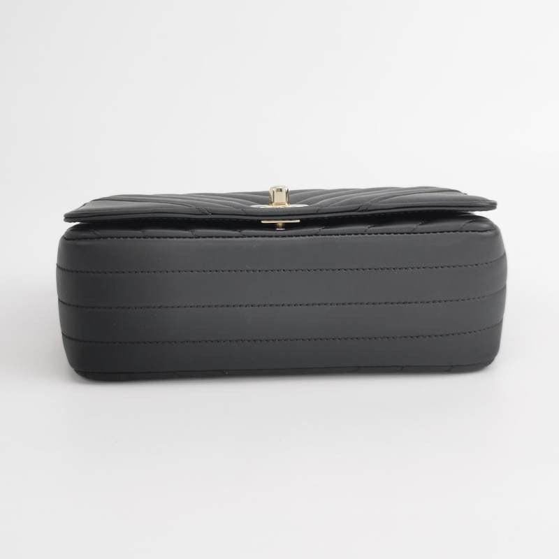 Chanel Classic Flap Rectangular Mini Chevron Quilted Calfskin Leather Black 1