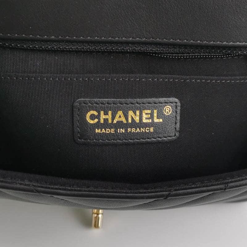 Chanel Classic Flap Rectangular Mini Chevron Quilted Calfskin Leather Black 3