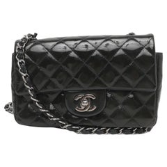 Chanel Classic Flap Rectangular Mini Dark Green Patent Leather Silver, 2014-2015