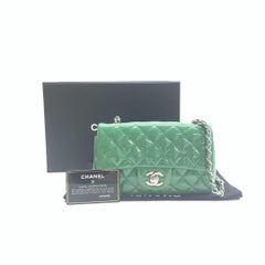 Chanel Classic Flap Rectangular Mini Green Patent Leather Silver Hardware 2016-2