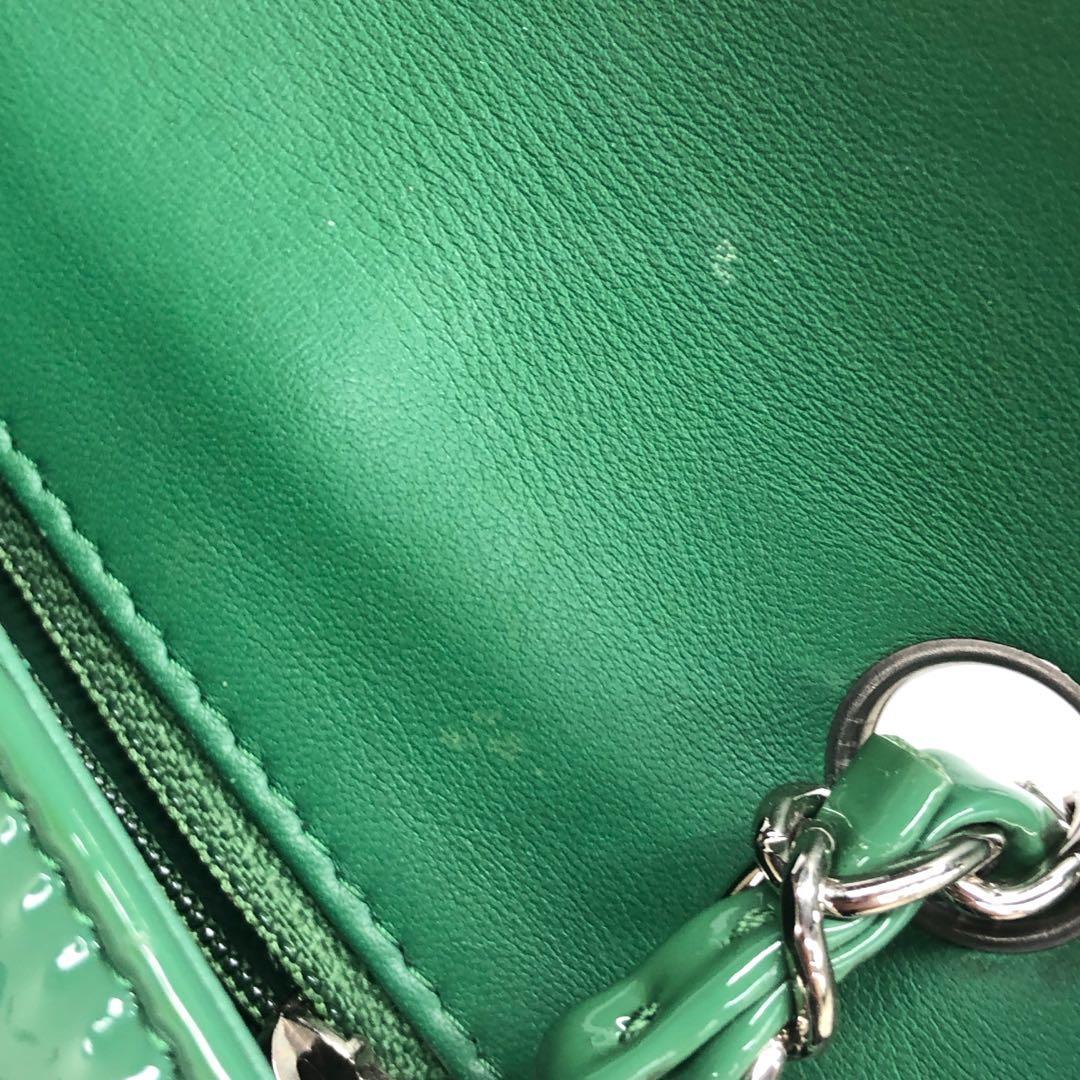 Chanel Classic Flap Rectangular Mini Green Patent Leather Silver Hardware 2016-2 en vente 18