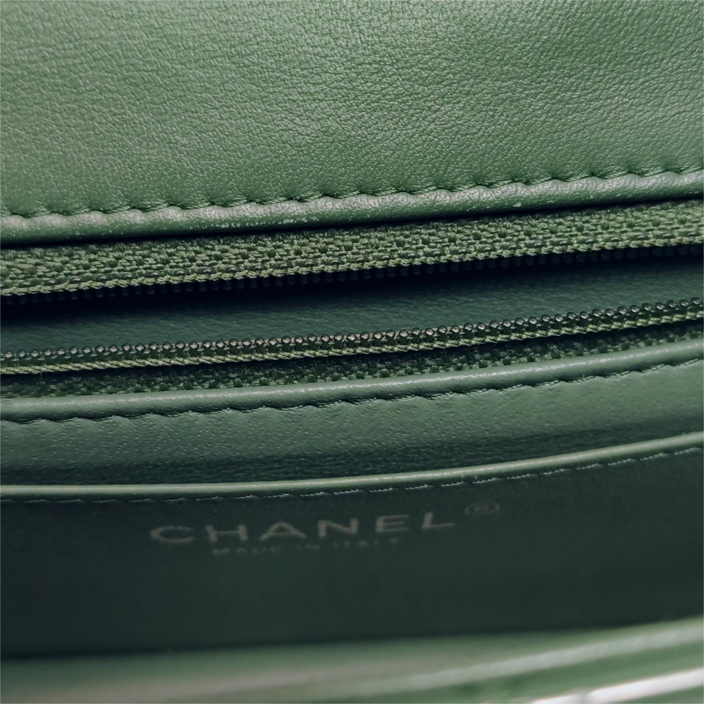 Chanel Classic Flap Rettangolare Mini Greene & Greene Silver Hardware 2016 in vendita 5